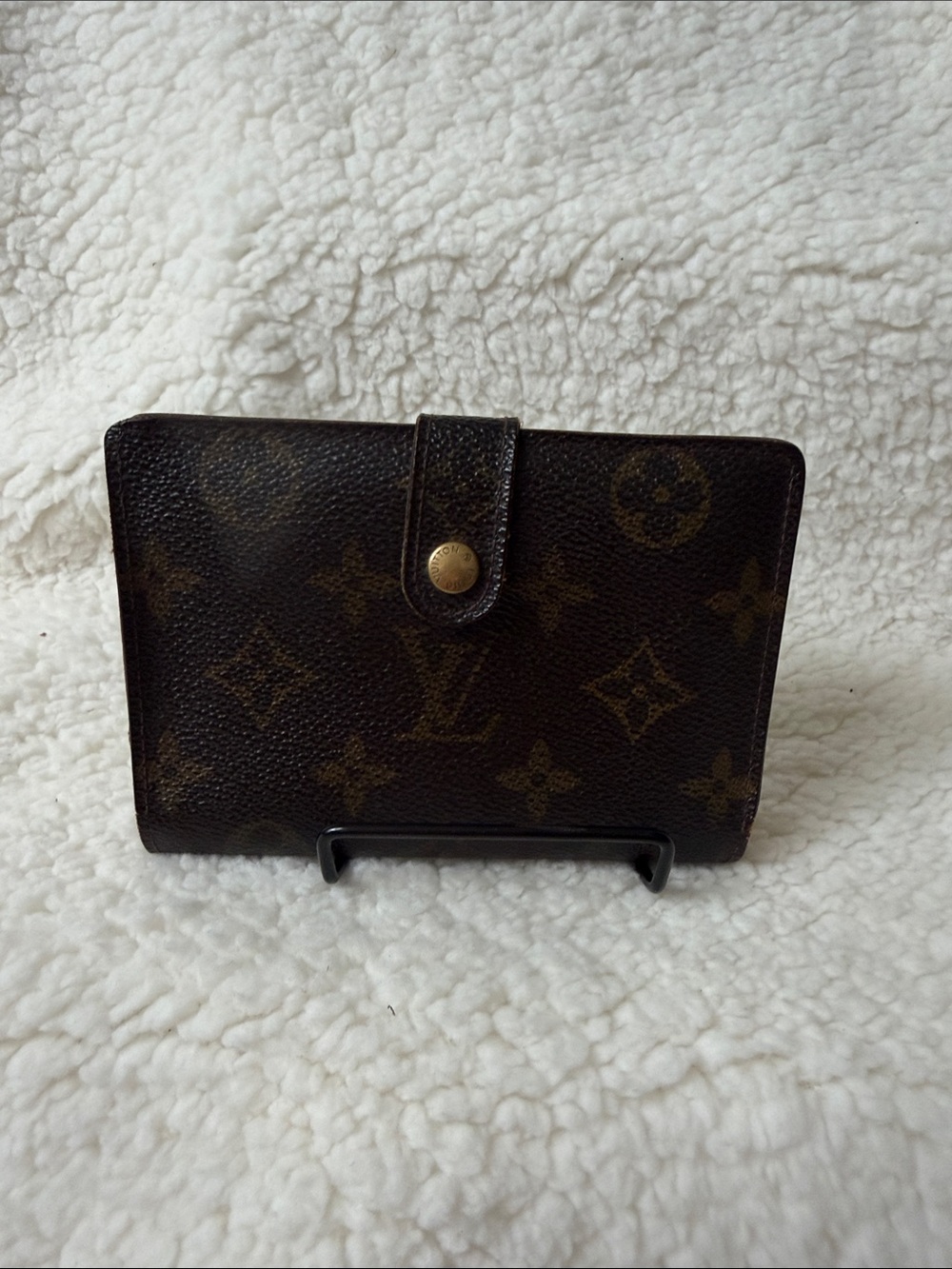 Louis Vuitton Monogram Kisslock Compact Wallet - Dark Brown & Gold